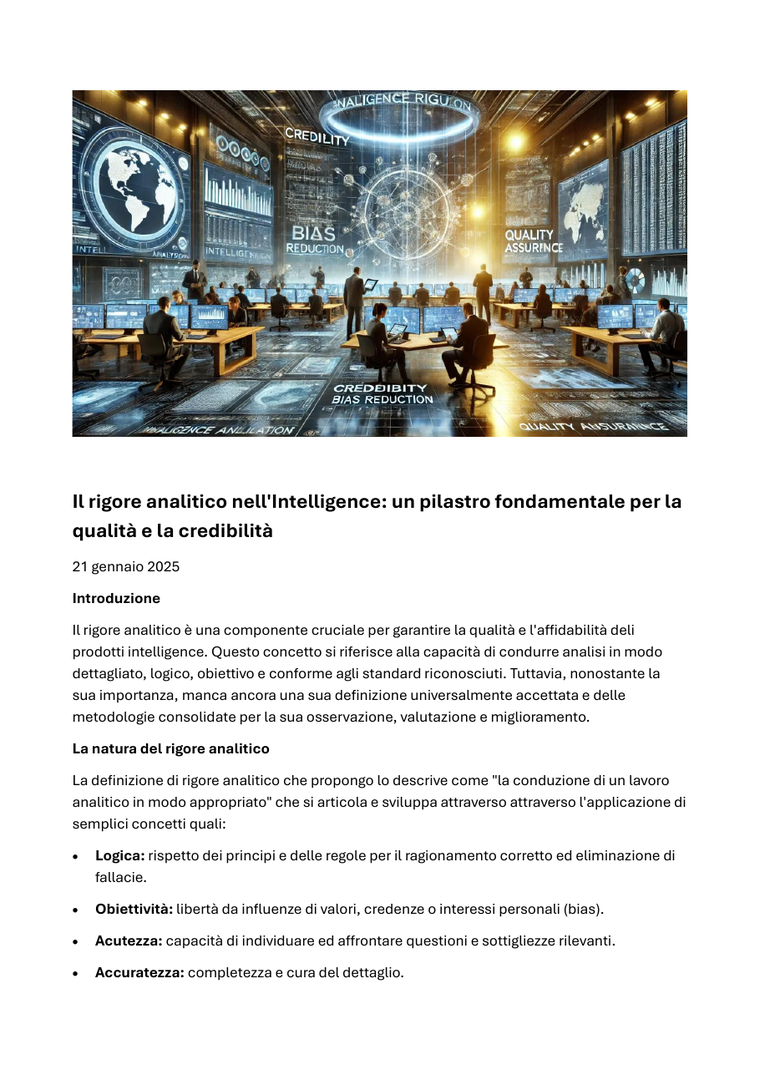 Copertina di Il rigore analitico nell’intelligence
